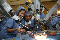 teenagers observing robotic surgery